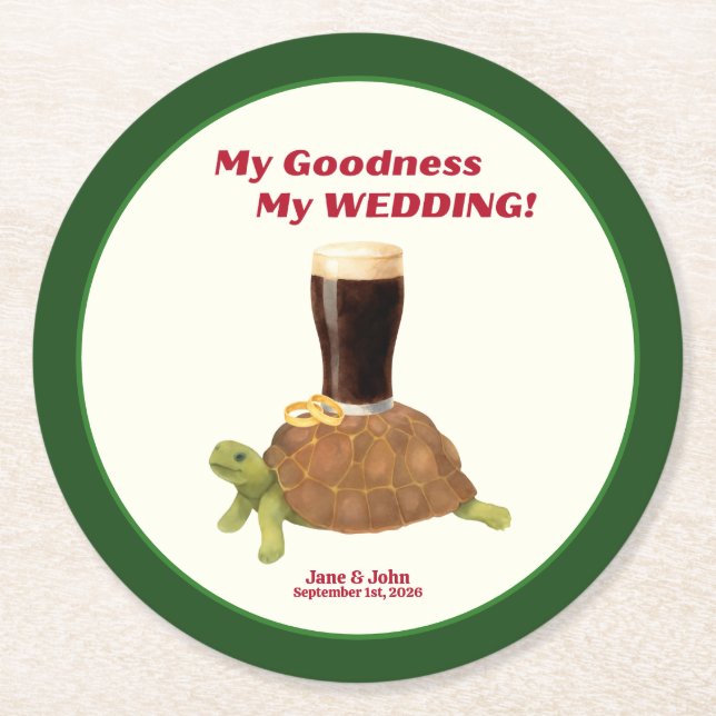 Irish Stout Wedding Favor Paper Coaster (Front)