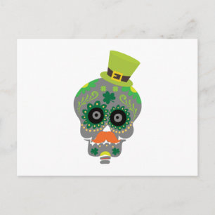 Irish Sugar Skull Funny St Patricks Day Postcard