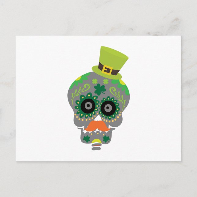 Irish Sugar Skull Funny St Patricks Day Postcard (Front)