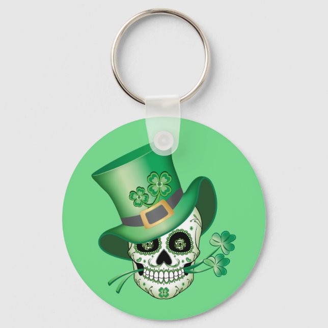 Irish Sugar Skull Key Ring (Front)