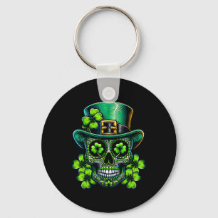 Irish Sugar Skull St Patricks Day Of The Dead Luck Key Ring