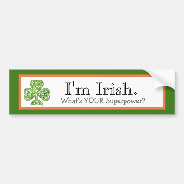 Irish Superpower Funny Bumper Sticker (Front)
