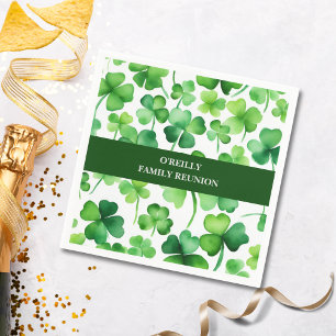 Irish Surname Watercolor Shamrock Napkin