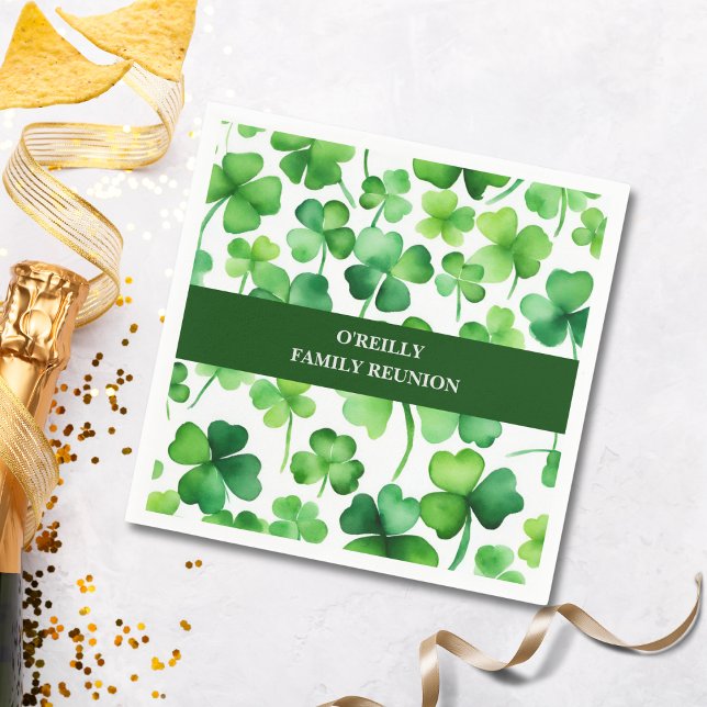 Irish Surname Watercolor Shamrock Napkin (Creator Uploaded)