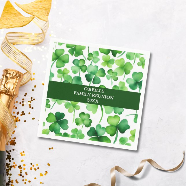 Irish Surname Watercolor Shamrock Napkin (Creator Uploaded)