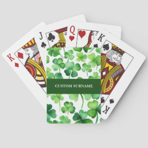 Irish Surname Watercolor Shamrock Playing Cards