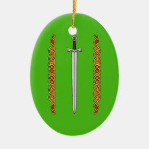 Irish Sword and Knotwork Ceramic Ornament