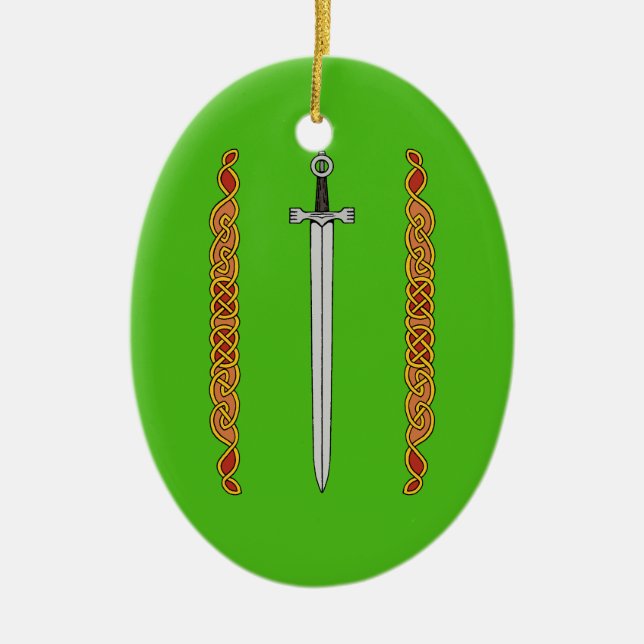 Irish Sword and Knotwork Ceramic Ornament (Front)