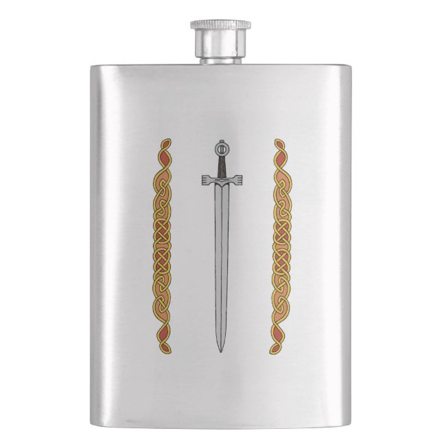 Irish Sword and Knotwork Hip Flask (Front)
