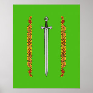 Irish Sword and Knotwork Poster