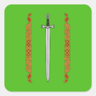 Irish Sword and Knotwork Square Sticker