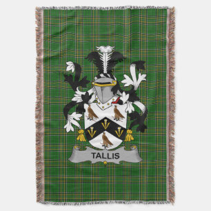 Irish Tallis Coat of Arms Family Crest Ireland Throw Blanket