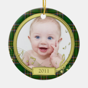 Irish Tartan Baby's First Christmas Photo Ornament