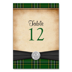 Irish Tartan Claddagh Celtic Wedding Table Card
