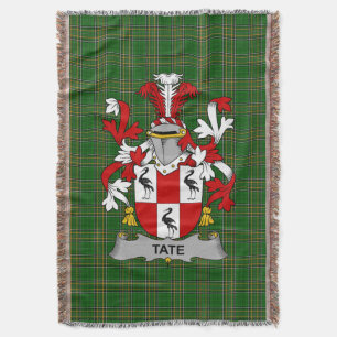 Irish Tate Coat of Arms Family Crest Ireland Throw Blanket