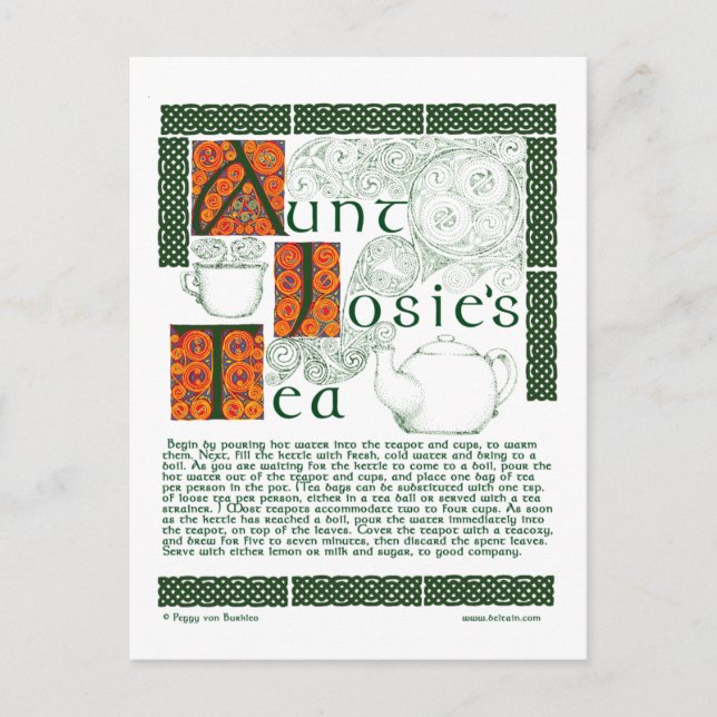 Irish Tea Recipe on Celtic Knotwork Postcards (Front)