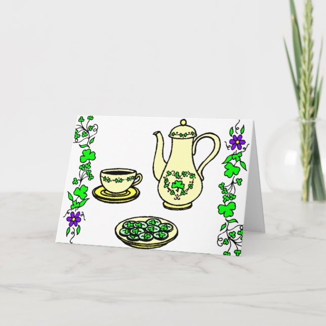 Irish Tea Set St. Patrick's Day Greeting Card (Front)