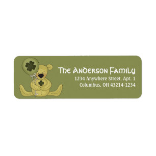 Irish Teddy Bear St. Patrick's Day Address Labels