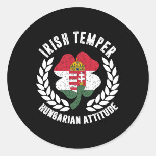 Irish Temper Hungarian Attitude Flag St Patrick's Classic Round Sticker