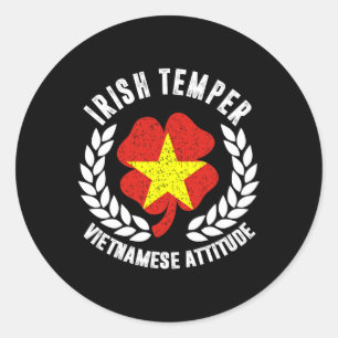 Irish Temper Vietnamese Attitude Flag St Patrick's Classic Round Sticker