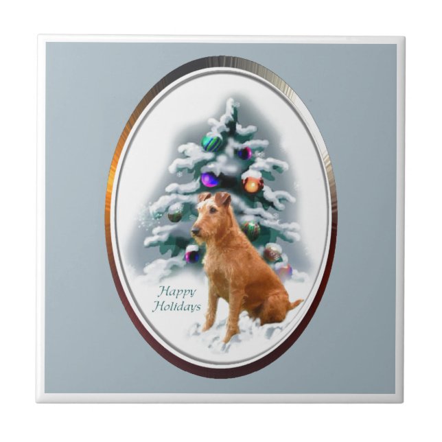 Irish Terrier Christmas Ceramic Tile (Front)