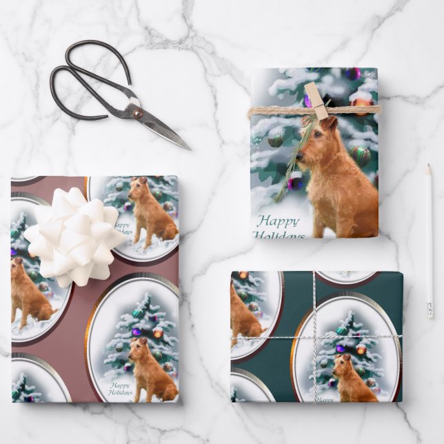 Irish Terrier Christmas Gifts Wrapping Paper Sheet (Front)