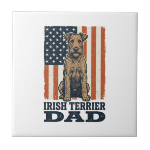 Irish Terrier Dad Patriotic Vintage Ceramic Tile