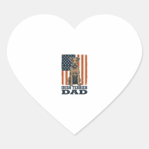 Irish Terrier Dad Patriotic Vintage Heart Sticker