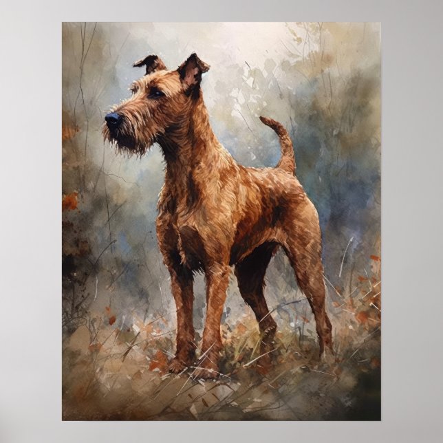 Irish Terrier Dog Art Print Poster (Front)