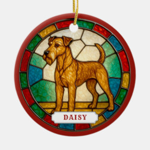 Irish Terrier Dog Ceramic Circle Ornament
