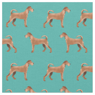 Irish terrier dogs turquoise fabric