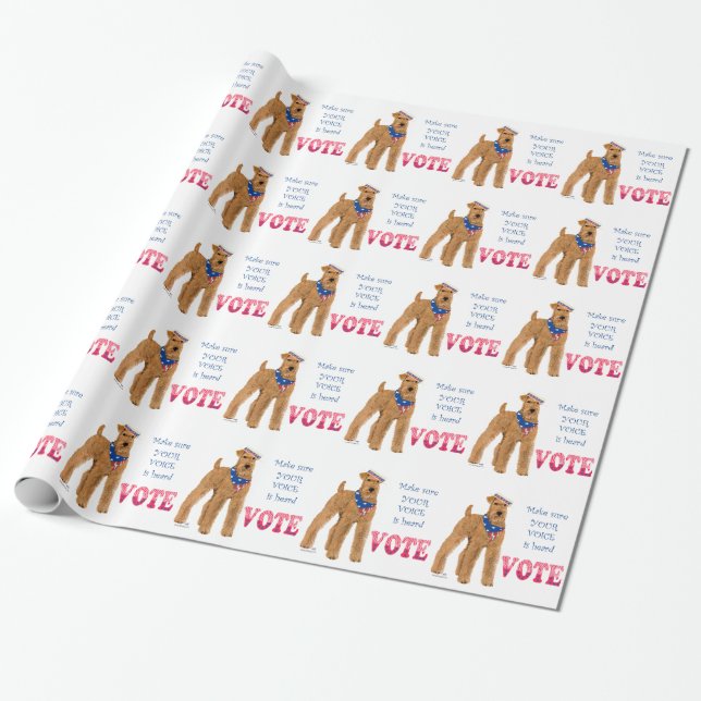 Irish Terrier Elections Wrapping Paper (Unrolled)