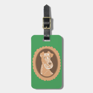 Irish Terrier Green and Brown Cameo Luggage Tag