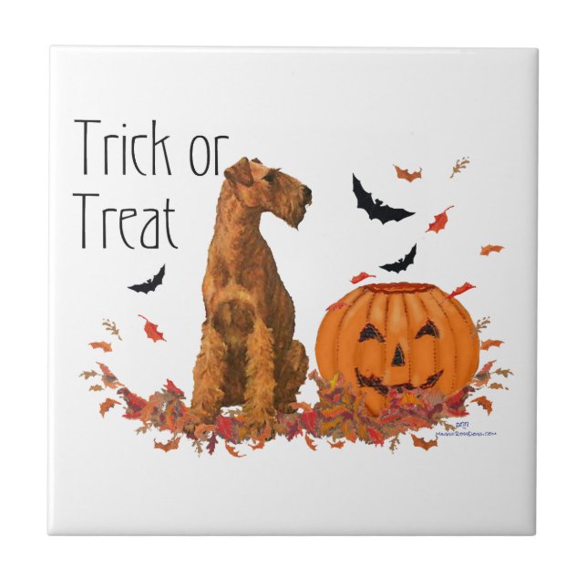 Irish Terrier Halloween Ceramic Tile (Front)