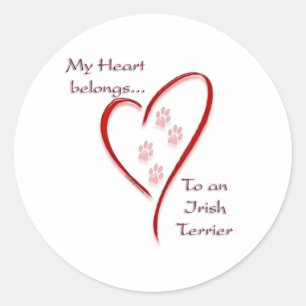 Irish Terrier Heart Belongs Classic Round Sticker