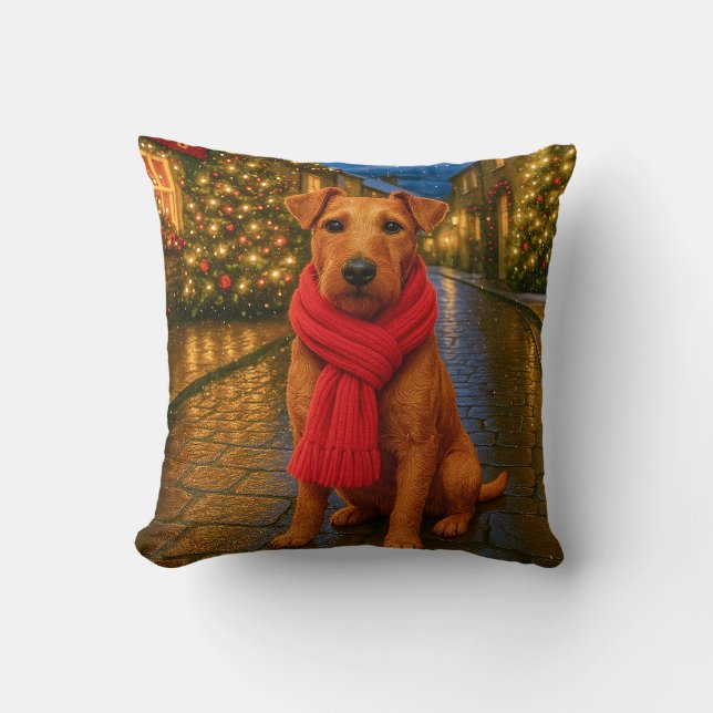 Irish Terrier Holiday  Cushion (Front)