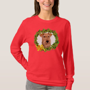 Irish Terrier Holly Wreath T-Shirt