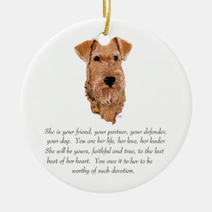 Irish Terrier Keepsake - Female Ceramic Tree Decoration