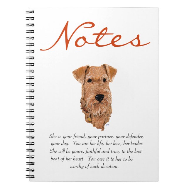 Irish Terrier Keepsake - Female Notebook (Front)