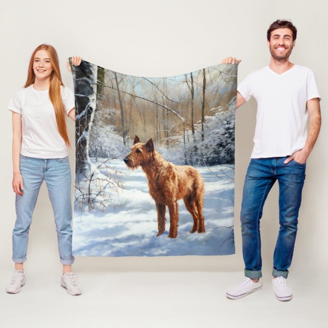 Irish Terrier Let It Snow Christmas Fleece Blanket (In Situ)