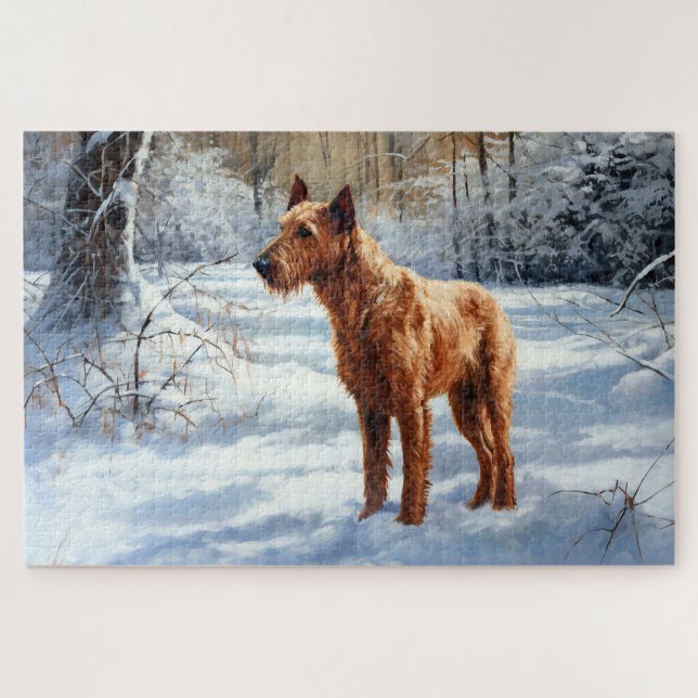 Irish Terrier Let It Snow Christmas Jigsaw Puzzle (Horizontal)