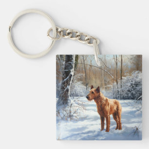 Irish Terrier Let It Snow Christmas Key Ring