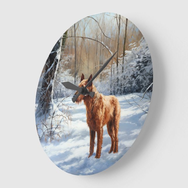 Irish Terrier Let It Snow Christmas Large Clock (Angle)