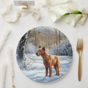 Irish Terrier Let It Snow Christmas Paper Plate