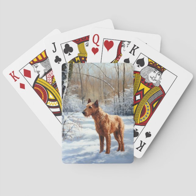 Irish Terrier Let It Snow Christmas Playing Cards (Back)