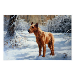 Irish Terrier Let It Snow Christmas Poster