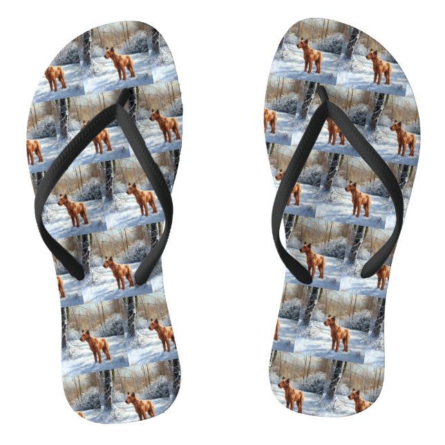 Irish Terrier Let It Snow Christmas Thongs (Footbed)
