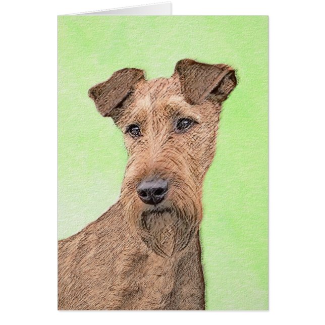 Irish Terrier Painting - Cute Original Dog Art (Front)