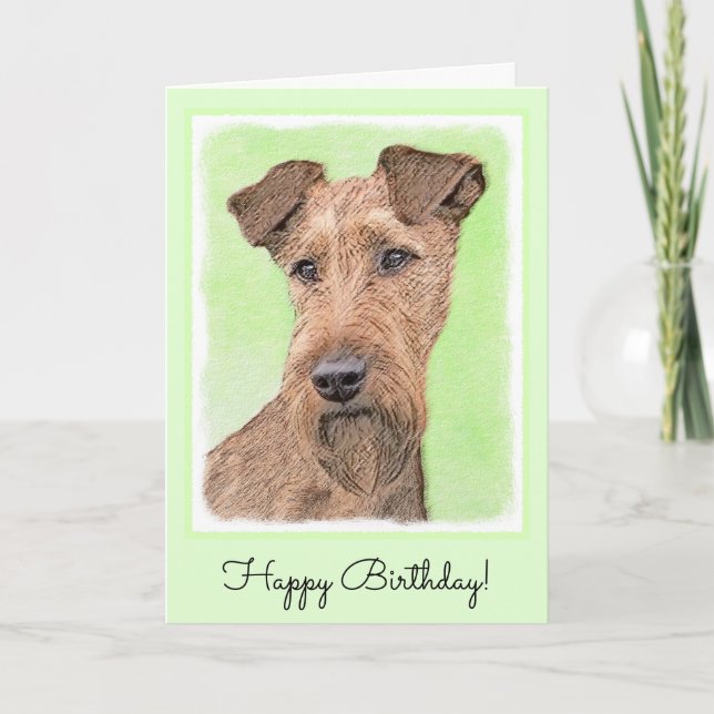 Irish Terrier Painting - Cute Original Dog Art Card (Front)