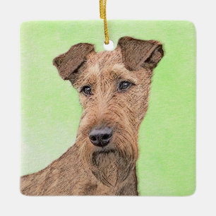Irish Terrier Painting - Cute Original Dog Art Ceramic Ornament